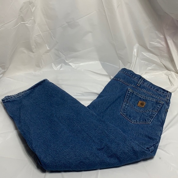 MEN’S Carhartt Relaxed Fit Lined Blue Jeans Size 44x 30 - Picture 1 of 10